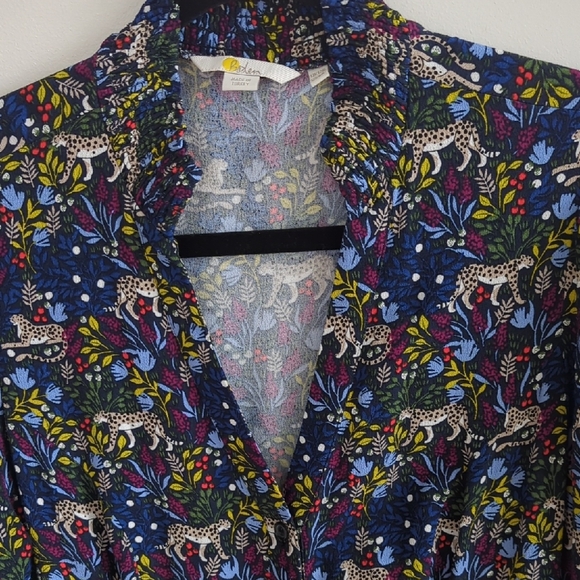 Boden Navy Cheetah Animal Print Shirtdress Maxi Length 8 - Picture 5 of 9